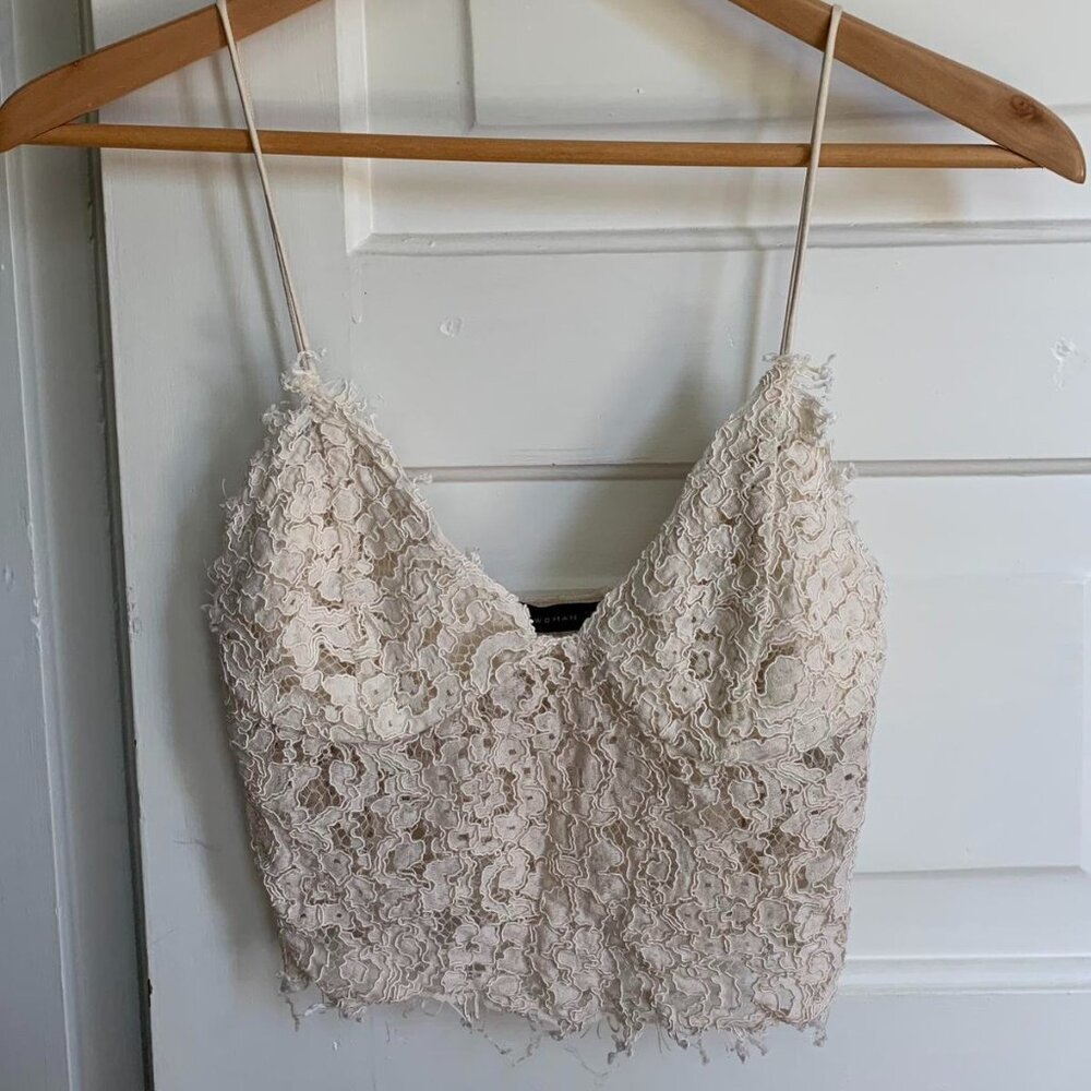 zara cream lace crop top *satin lined*